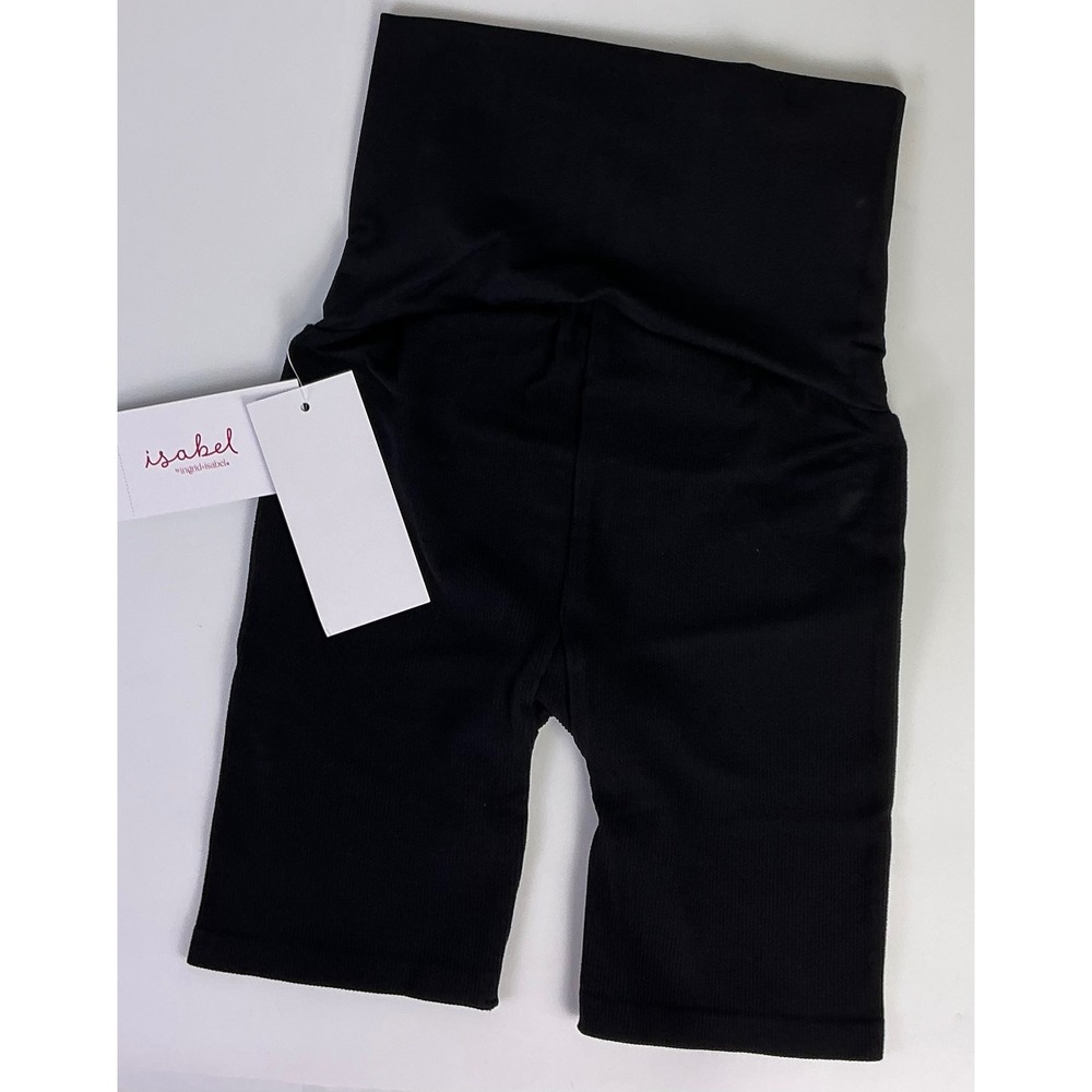 Isabel Maternity Stretchy  Black Ribbed Bike Shorts XS Pregnancy - Picture 6 of 8